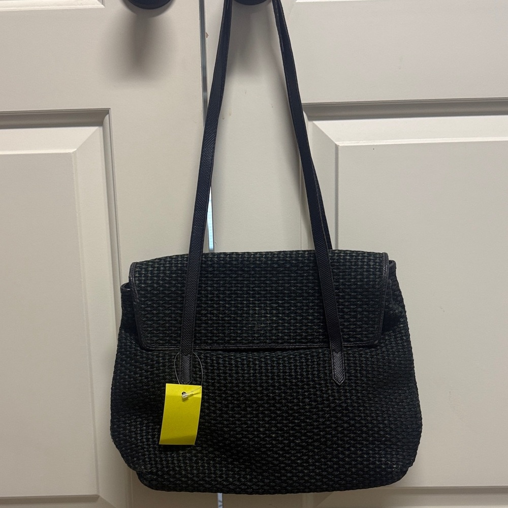 Bottega Veneta Black Woven Shoulder Tote Bag with COA